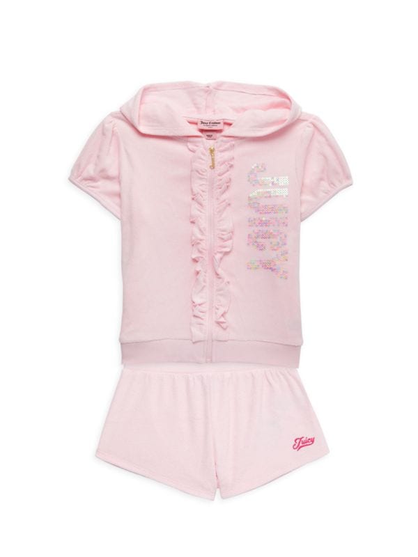 Juicy Couture Baby Girl's 2-Piece Logo Hoodie & Shorts Set
